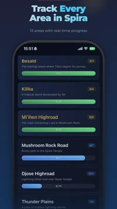 Calm Lands Companion — track every area in Spira with real-time progress