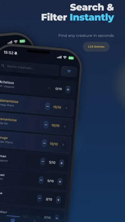 Calm Lands Companion — search and filter to find any creature in seconds